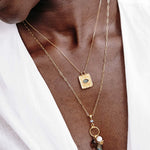 Twist Evil Eye Charm Necklace 18k Gold Vermeil, Emerald