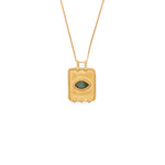 Twist Evil Eye Charm Necklace 18k Gold Vermeil, Emerald