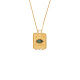 Twist Evil Eye Charm Necklace 18k Gold Vermeil, Emerald