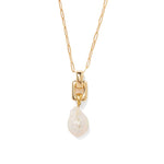 Ellis Necklace 18k Gold Plated, White Pearl