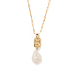 Ellis Necklace 18k Gold Plated, White Pearl