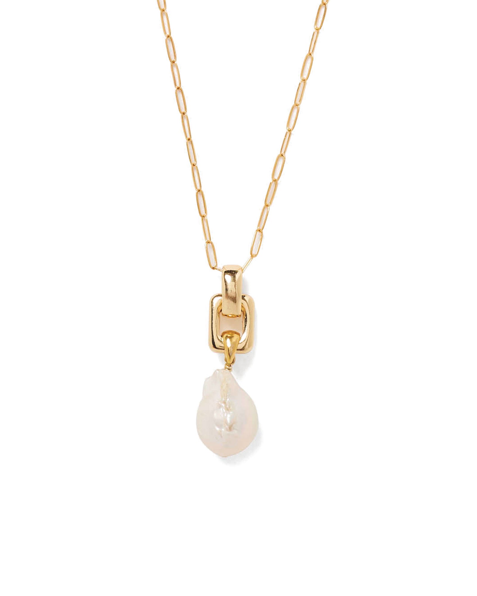 Ellis Necklace 18k Gold Plated, White Pearl