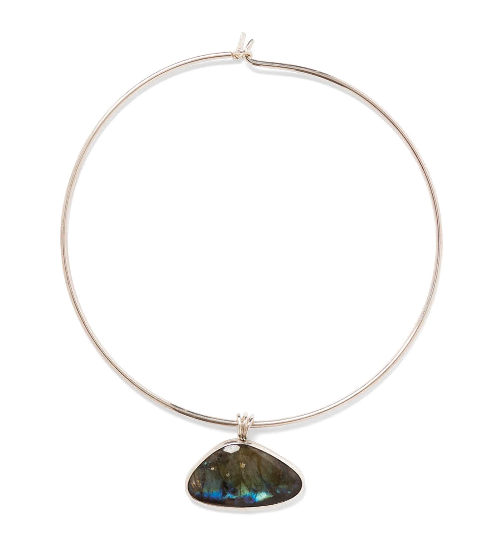 Yasmine Collar Necklace Silver Plated, Labradorite