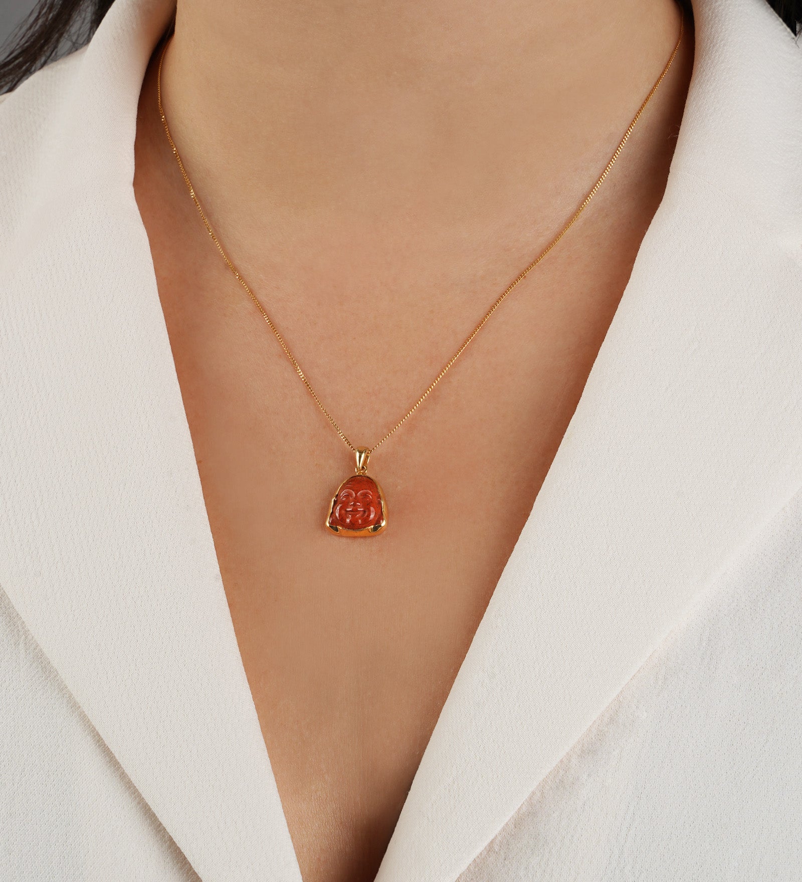 Chan Luu-Red Jasper Buddha Necklace-Necklaces-Blue Ruby Jewellery-Vancouver Canada