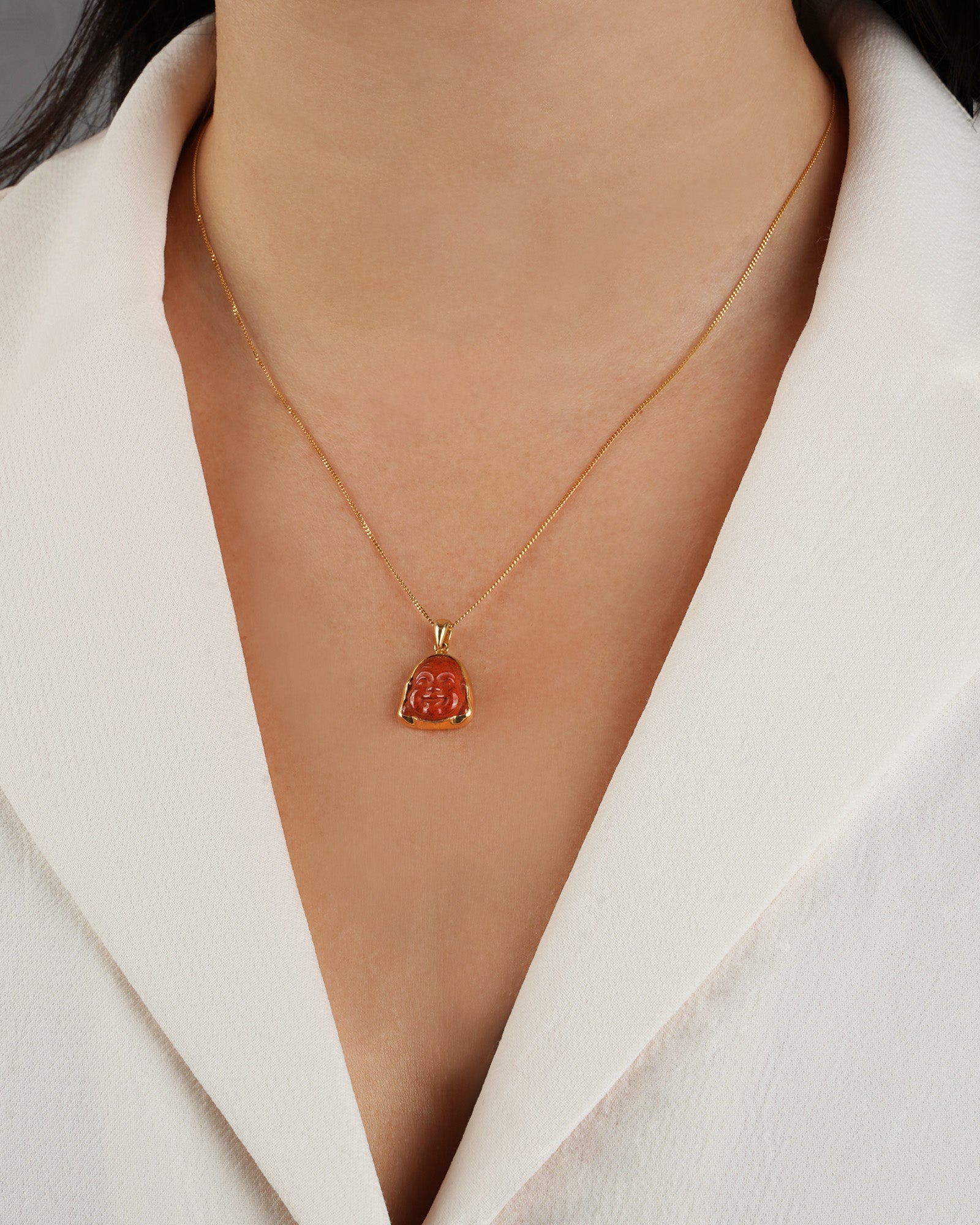 Chan Luu-Red Jasper Buddha Necklace-Necklaces-Blue Ruby Jewellery-Vancouver Canada