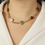 Chan Luu-Station Mixed Stone Necklace-Necklaces-Blue Ruby Jewellery-Vancouver Canada