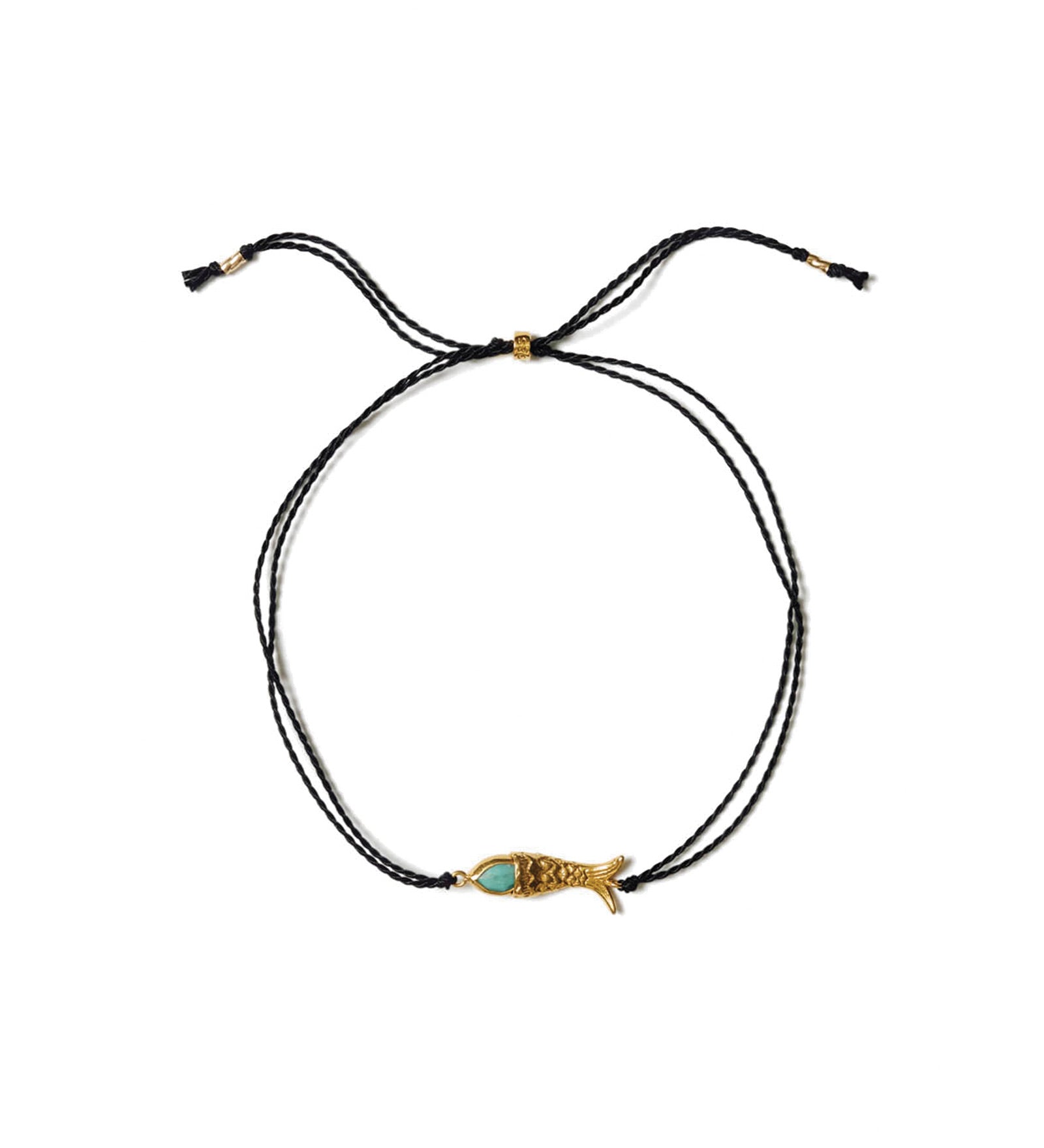 Turquoise Fish Cord Anklet 18k Gold Vermeil, Turquoise