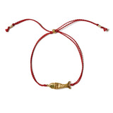 Peridot Fish Cord Bracelet 18k Gold Vermeil, Peridot, Silk Cord