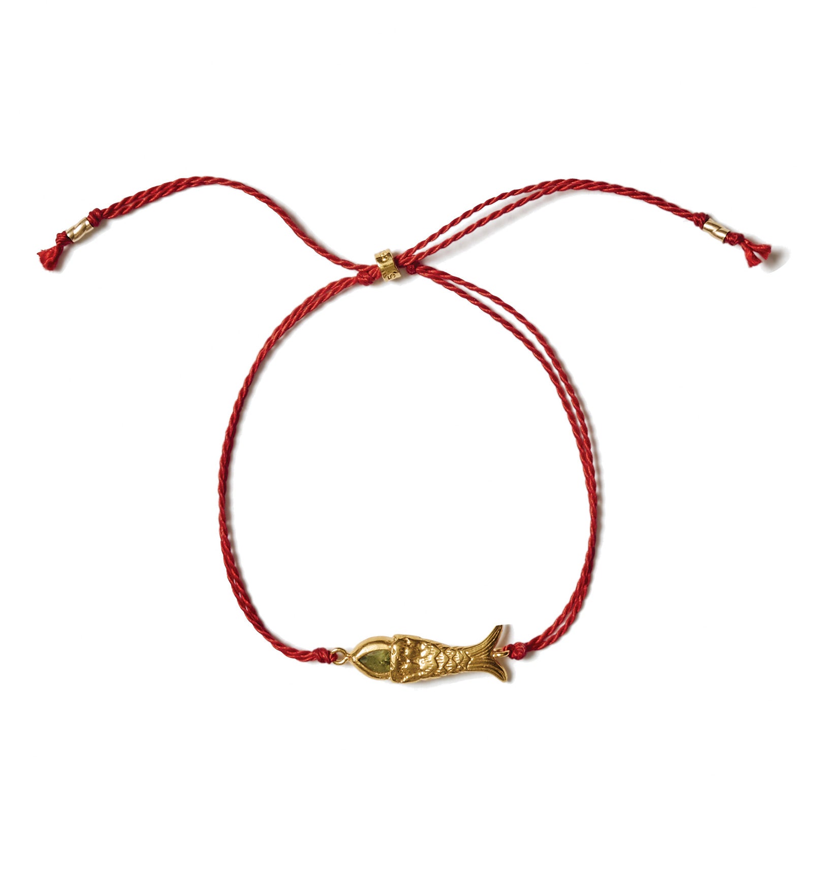 Peridot Fish Cord Bracelet 18k Gold Vermeil, Peridot, Silk Cord