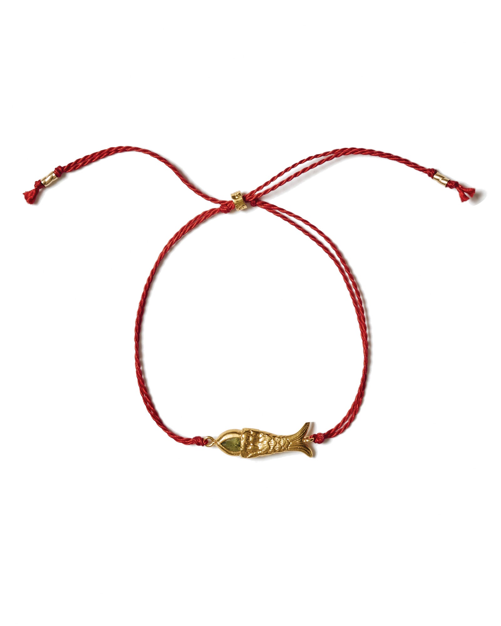 Peridot Fish Cord Bracelet 18k Gold Vermeil, Peridot, Silk Cord