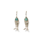 Turquoise Fish Earrings Sterling Silver, Turquoise