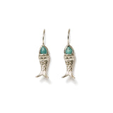 Turquoise Fish Earrings Sterling Silver, Turquoise