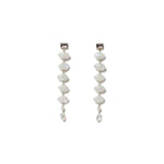 Five Marquise Stone Drop Studs Sterling Silver, Moonstone, Pink Amethyst