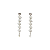 Five Marquise Stone Drop Studs Sterling Silver, Moonstone, Pink Amethyst