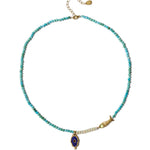 Chan Luu-Sedna Evil Eye Necklace-Necklaces-18k Gold Vermeil, Diamond, Turquoise-Blue Ruby Jewellery-Vancouver Canada