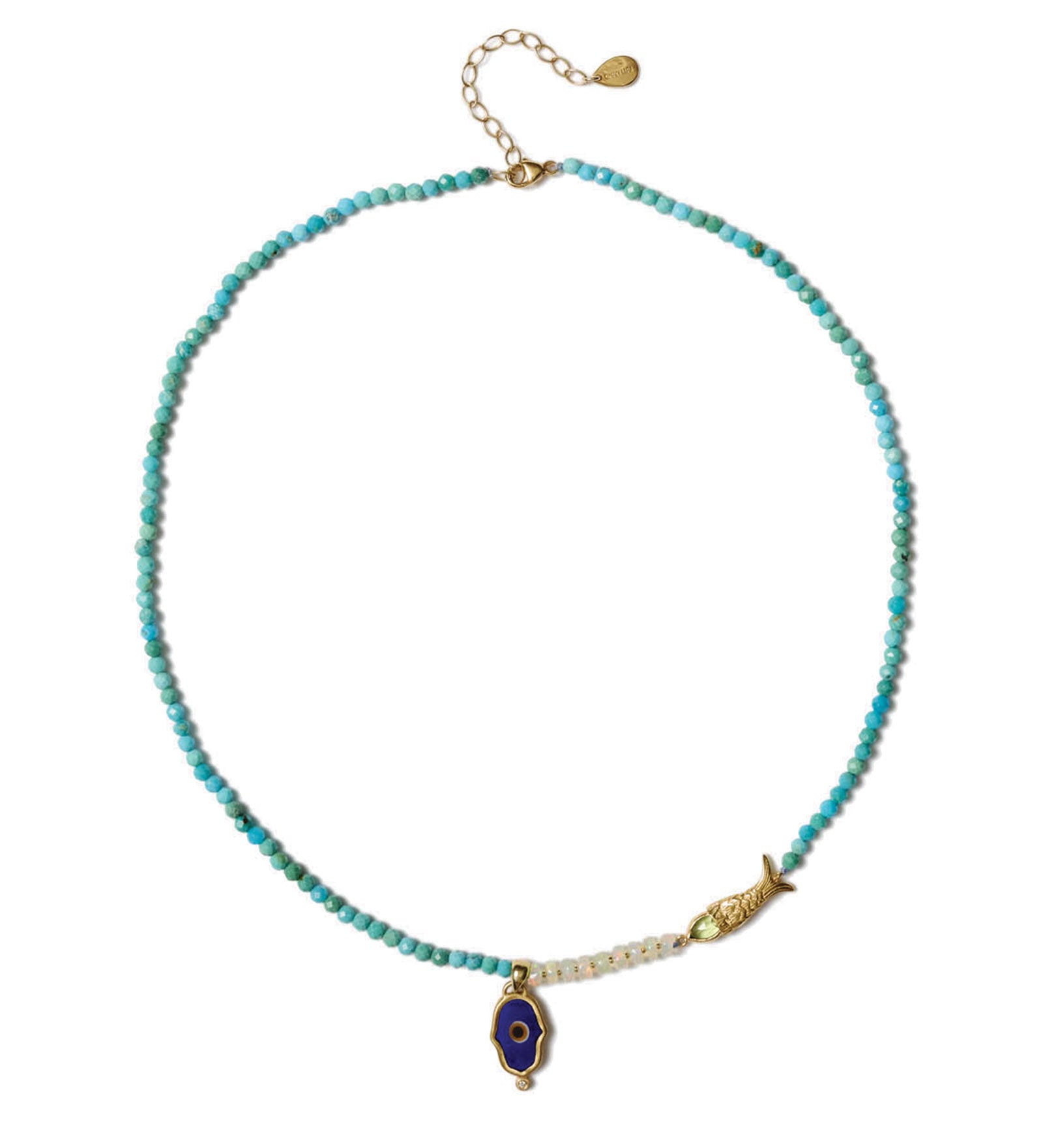 Chan Luu-Sedna Evil Eye Necklace-Necklaces-18k Gold Vermeil, Diamond, Turquoise-Blue Ruby Jewellery-Vancouver Canada