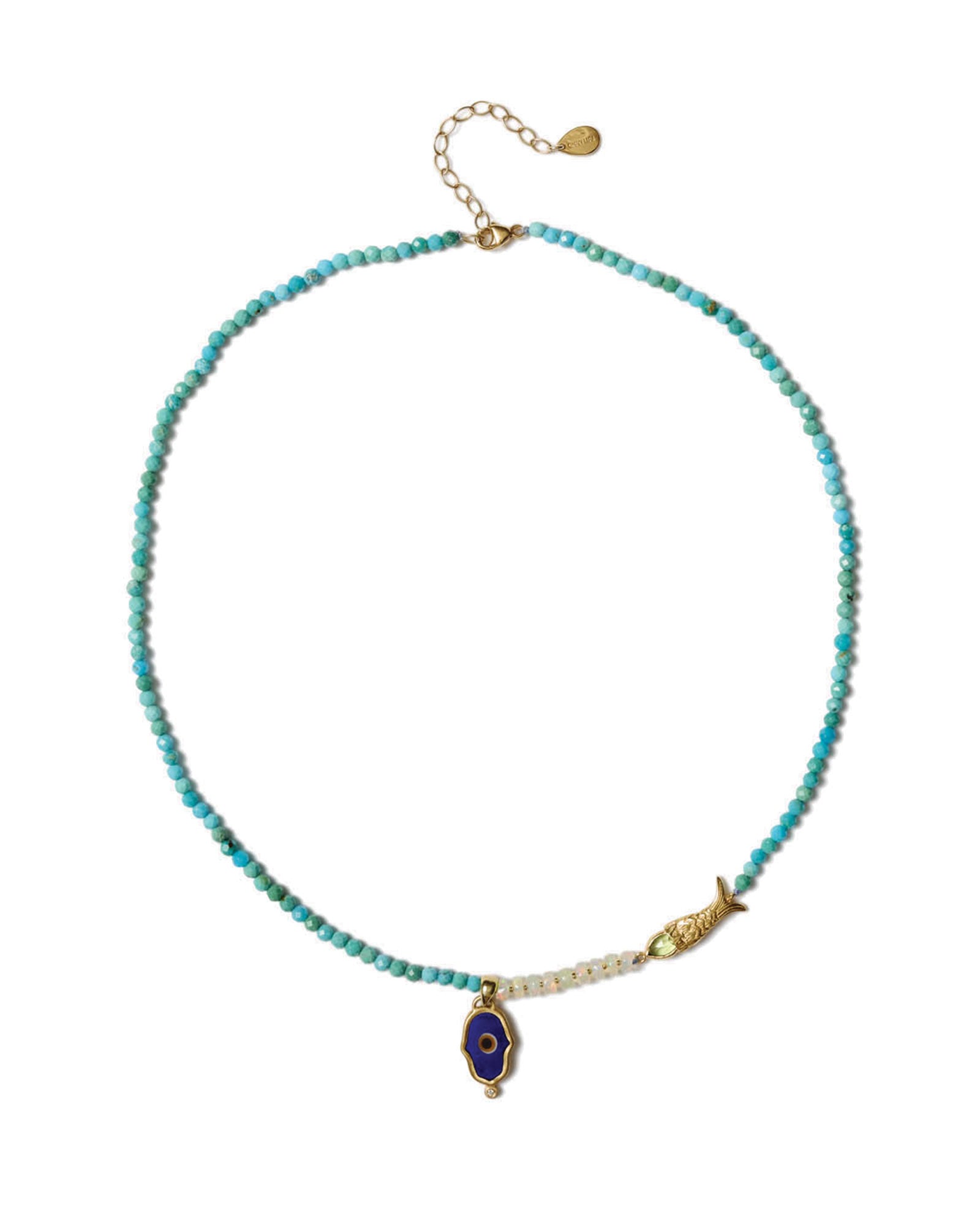 Chan Luu-Sedna Evil Eye Necklace-Necklaces-18k Gold Vermeil, Diamond, Turquoise-Blue Ruby Jewellery-Vancouver Canada