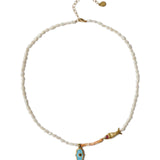 Chan Luu-Sedna Evil Eye Necklace-Necklaces-18k Gold Vermeil, Diamond, White Pearl-Blue Ruby Jewellery-Vancouver Canada