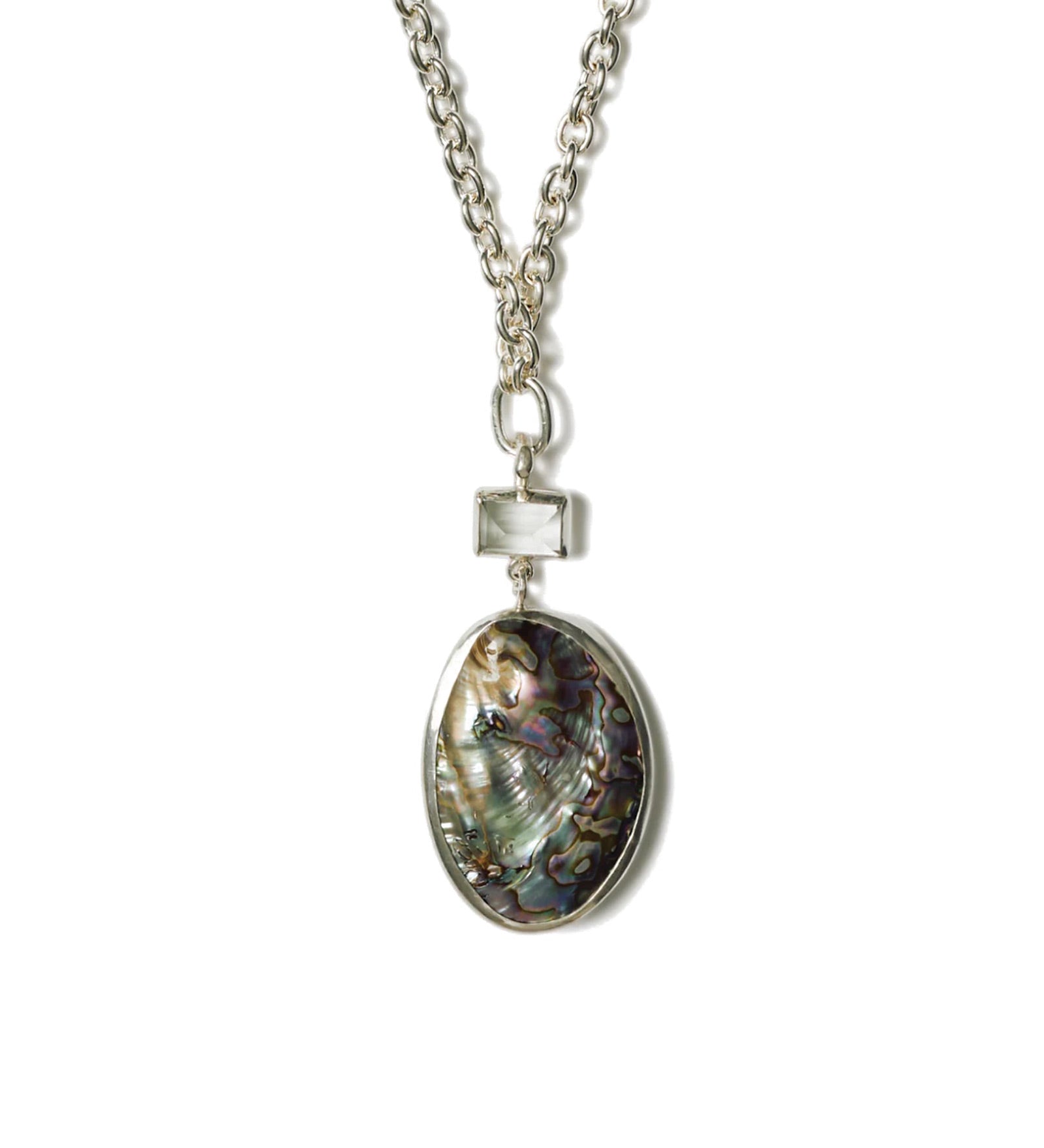 Chan Luu-Zoe Necklace-Necklaces-Silver Plated, Abalone, Green Amethyst-Blue Ruby Jewellery-Vancouver Canada