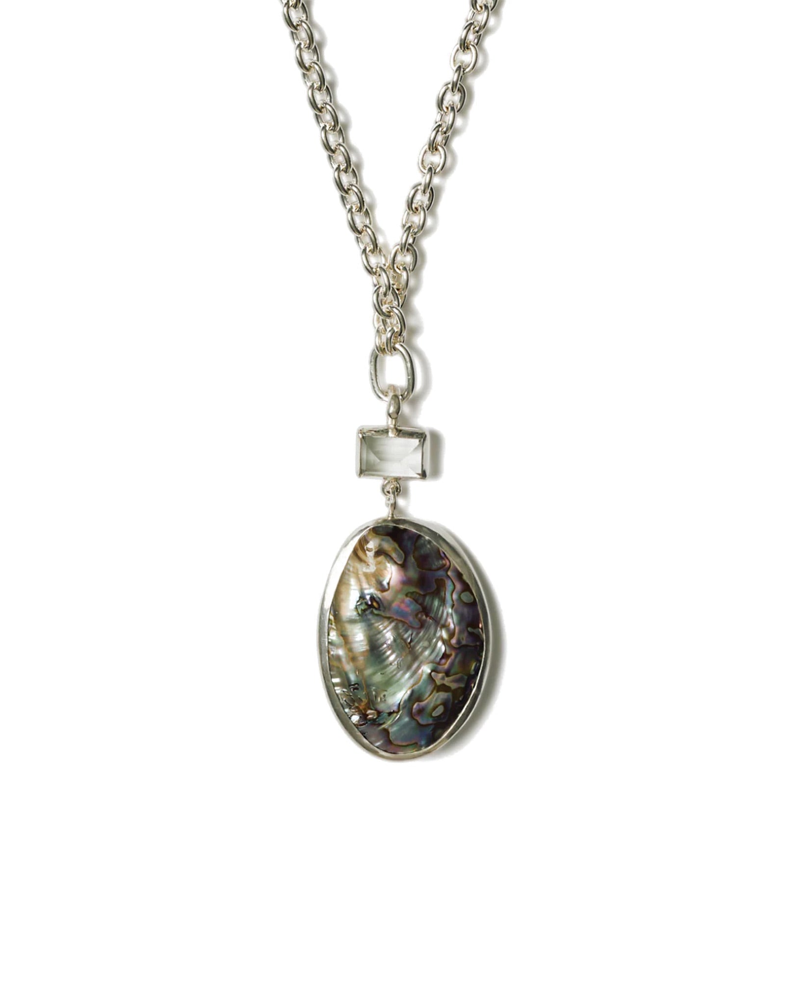 Chan Luu-Zoe Necklace-Necklaces-Silver Plated, Abalone, Green Amethyst-Blue Ruby Jewellery-Vancouver Canada