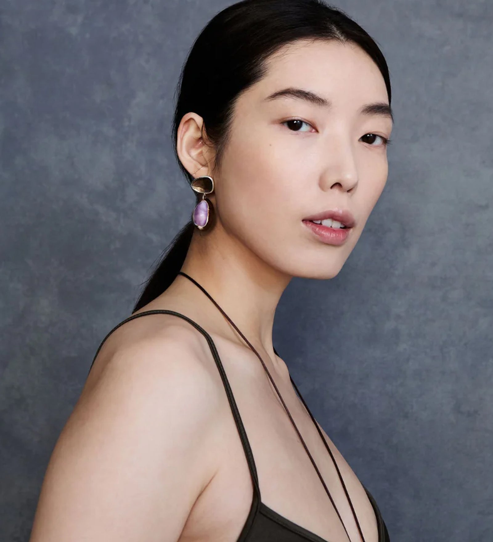 Chan Luu-Cowrie Drop Earrings Smoky Quartz-Earrings-Blue Ruby Jewellery-Vancouver Canada