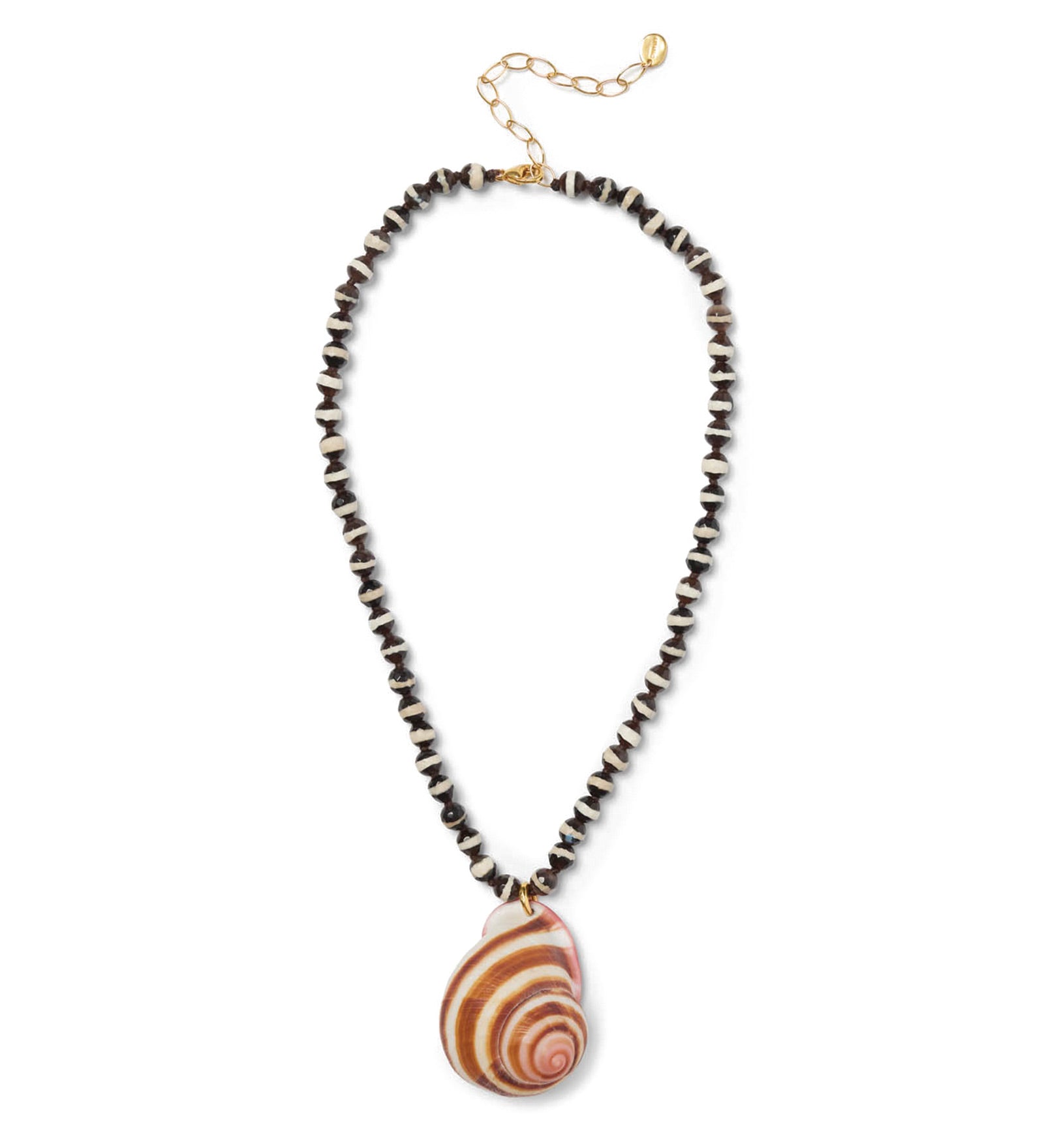 Shell Drop Stone Necklace 18k Gold Vermeil, Agate