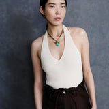 Chan Luu-Traveler Leather Charm Necklace Turquoise-Necklaces-Blue Ruby Jewellery-Vancouver Canada
