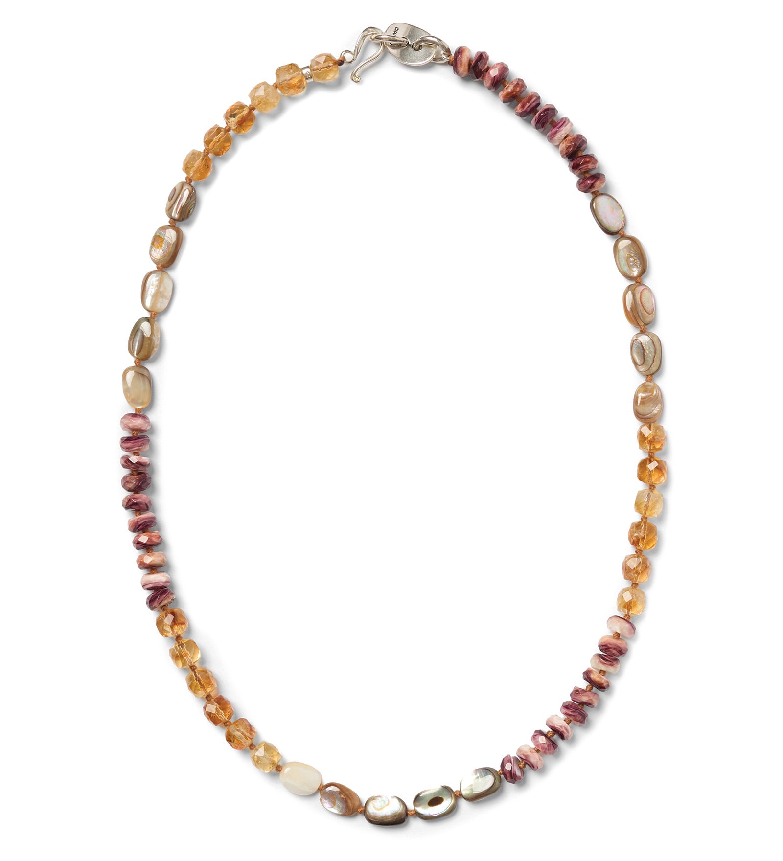 Mixed Shell Necklace Sterling Silver, Abalone