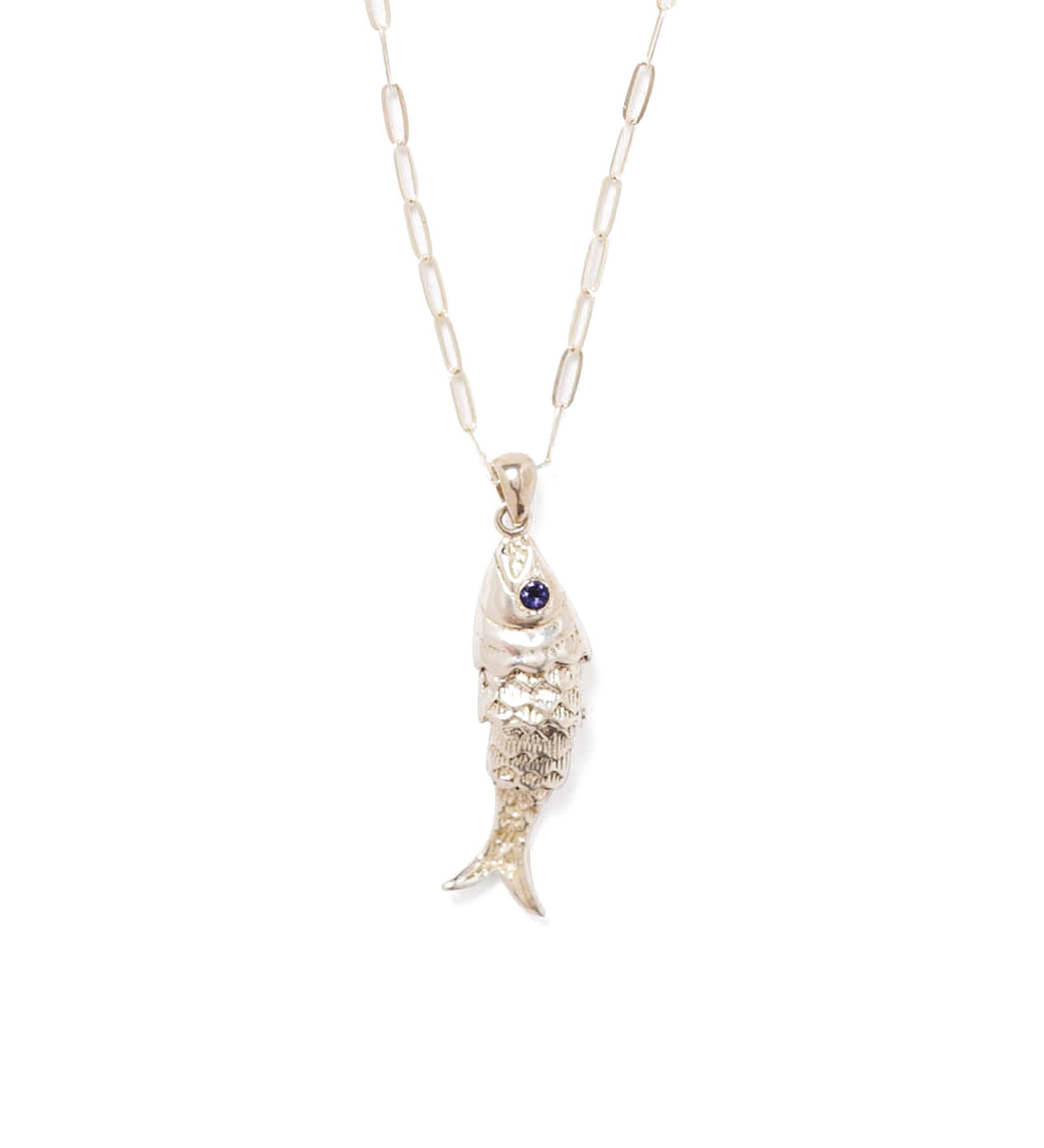 Koi Necklace Sterling Silver, Blue Topaz