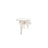 Fish Brooch Sterling Silver, Labradorite, White Pearl