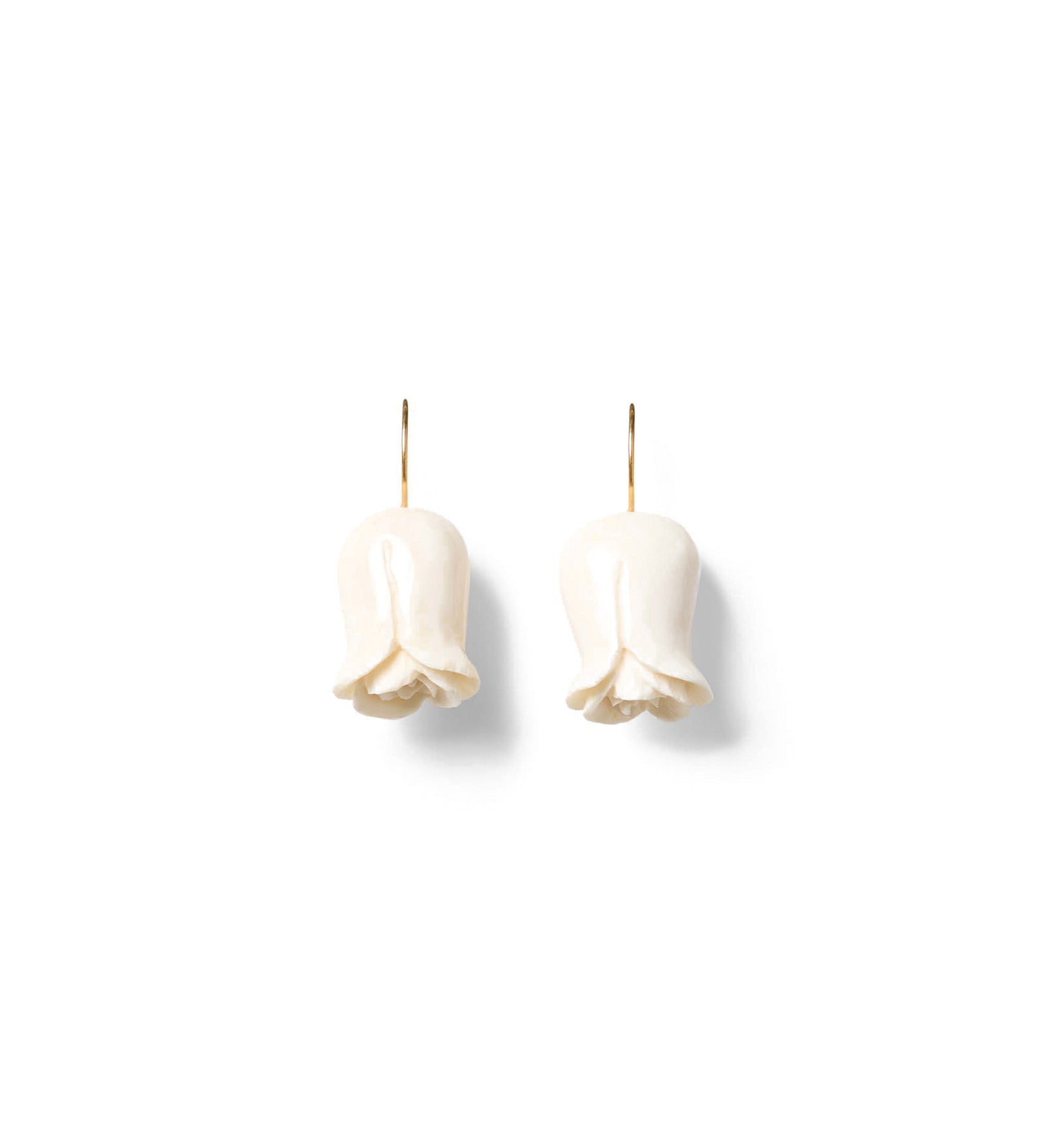 Carved Flower Drop Hooks 18k Gold Vermeil, Bone