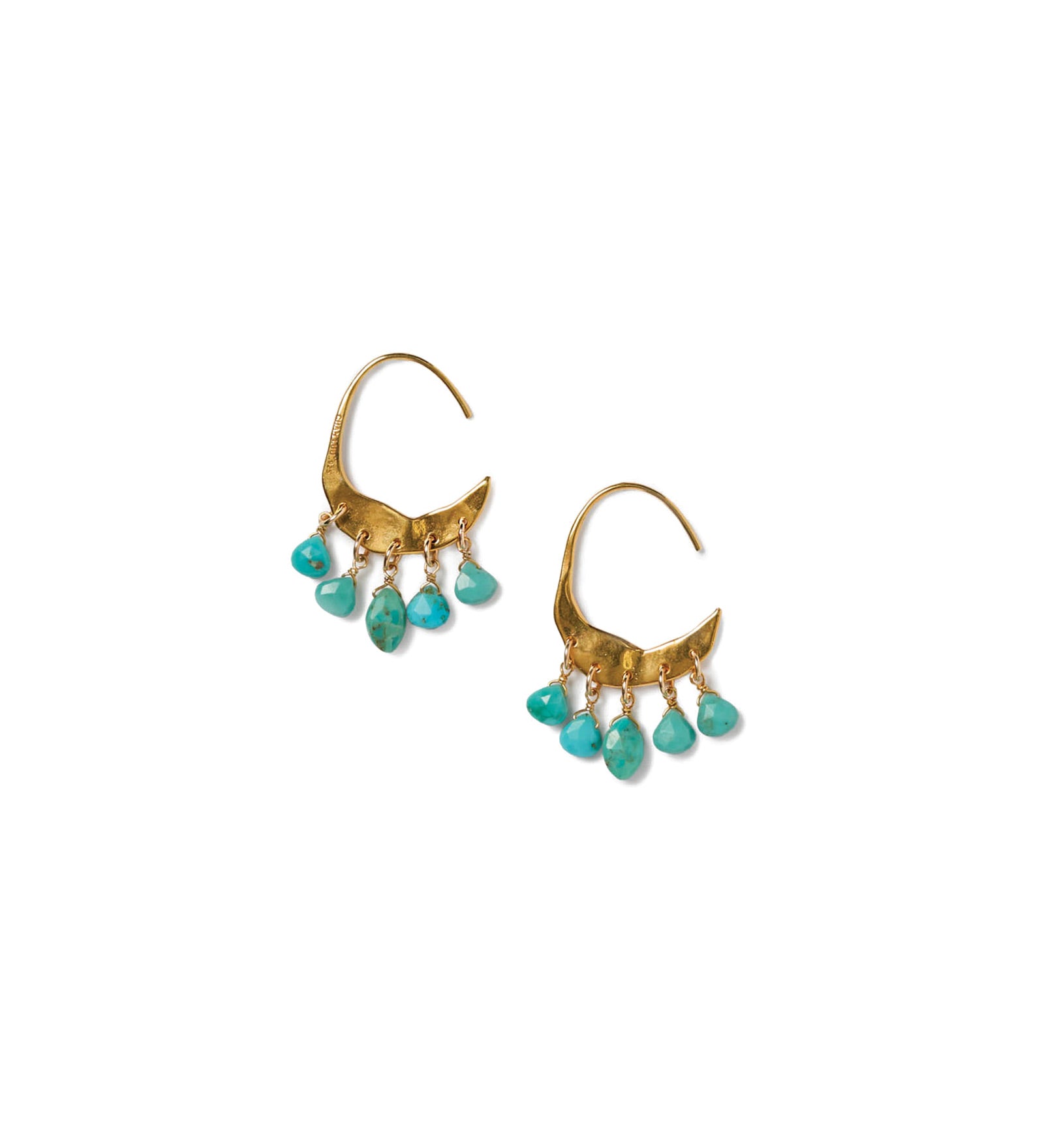 Crescent Turquoise Hoop Earrings 18k Gold Vermeil, Turquoise