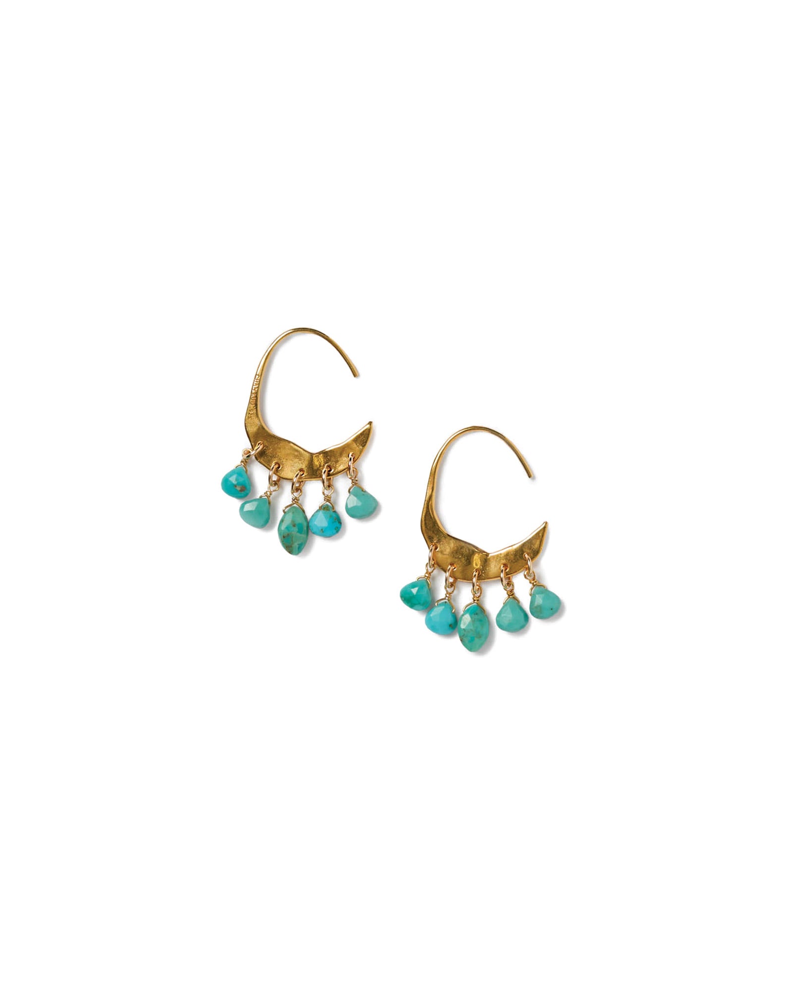 Crescent Turquoise Hoop Earrings 18k Gold Vermeil, Turquoise
