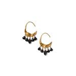 Crescent Black Spinel Mix Hoop Earrings 18k Gold Vermeil, Black Spinel