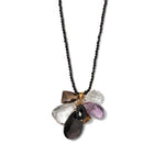 Charm Cluster Necklace 18k Gold Vermeil, Quartz, Black Spinel