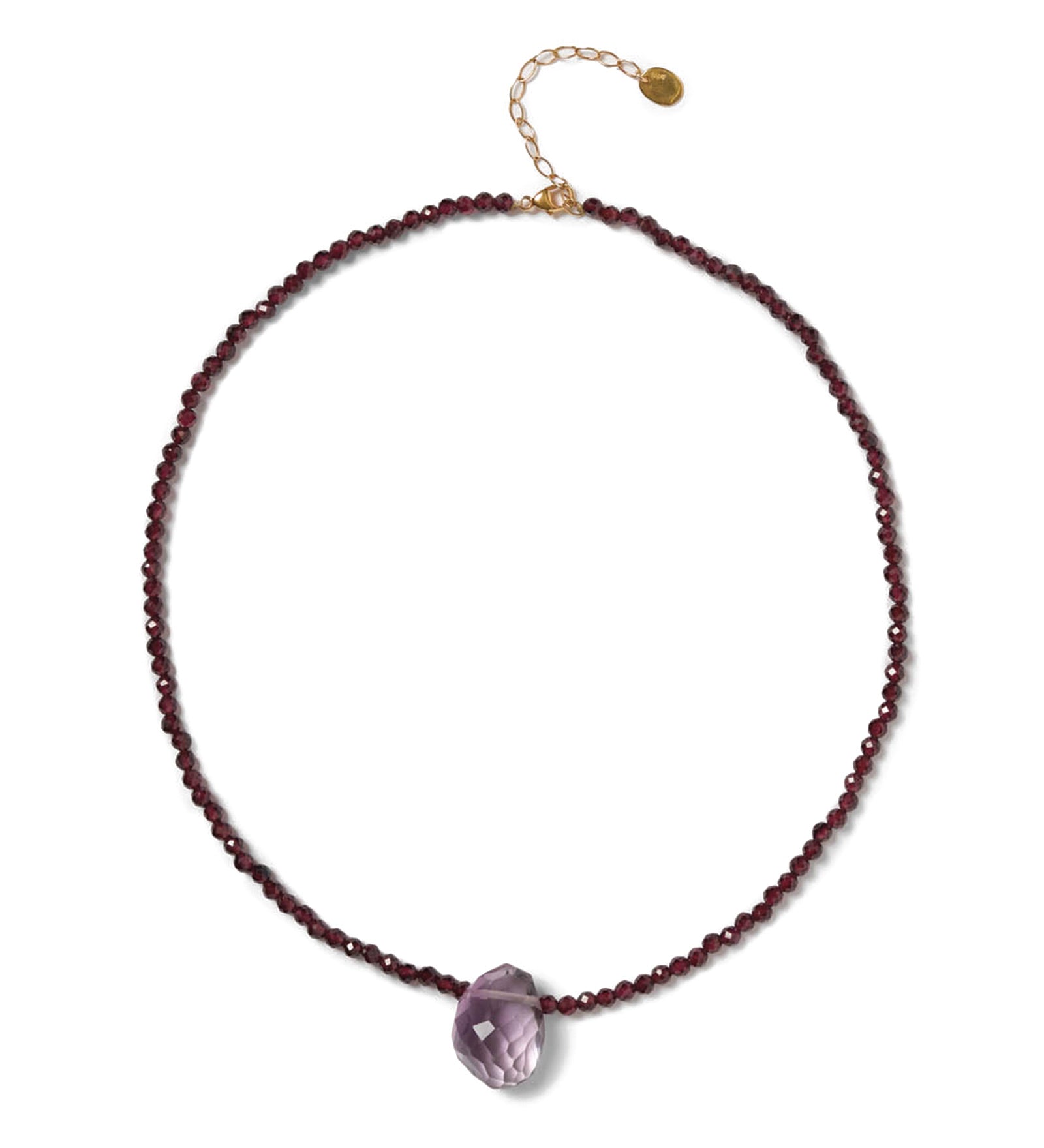 Faceted Stone Necklace Sterling Silver,  Amethyst, Garnet