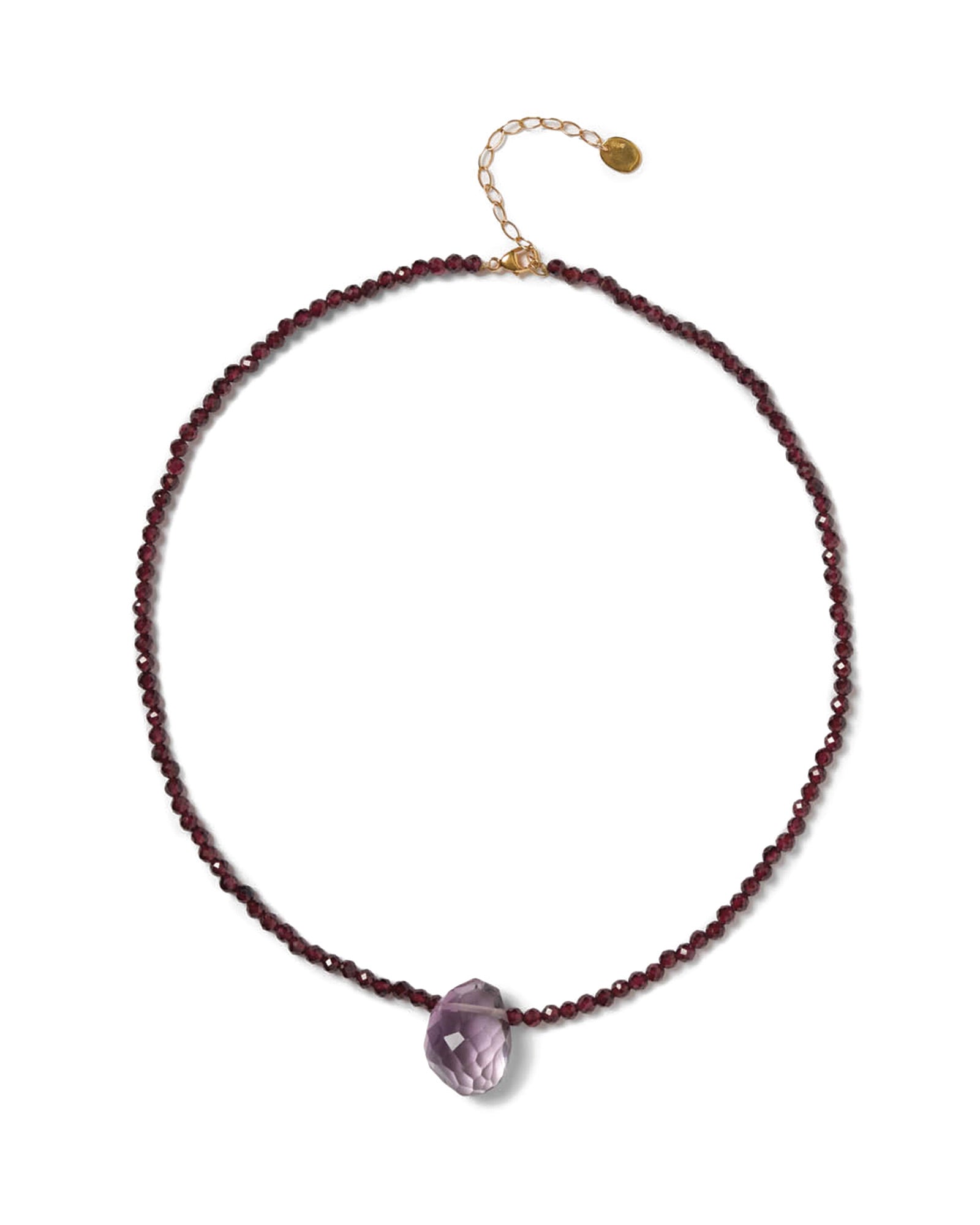 Faceted Stone Necklace Sterling Silver,  Amethyst, Garnet