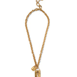 Lock + Key Necklace 18k Gold Plated, Smokey Quartz