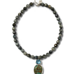 Two Stone Drop Faceted Stone Necklace Sterling Silver, Turquoise