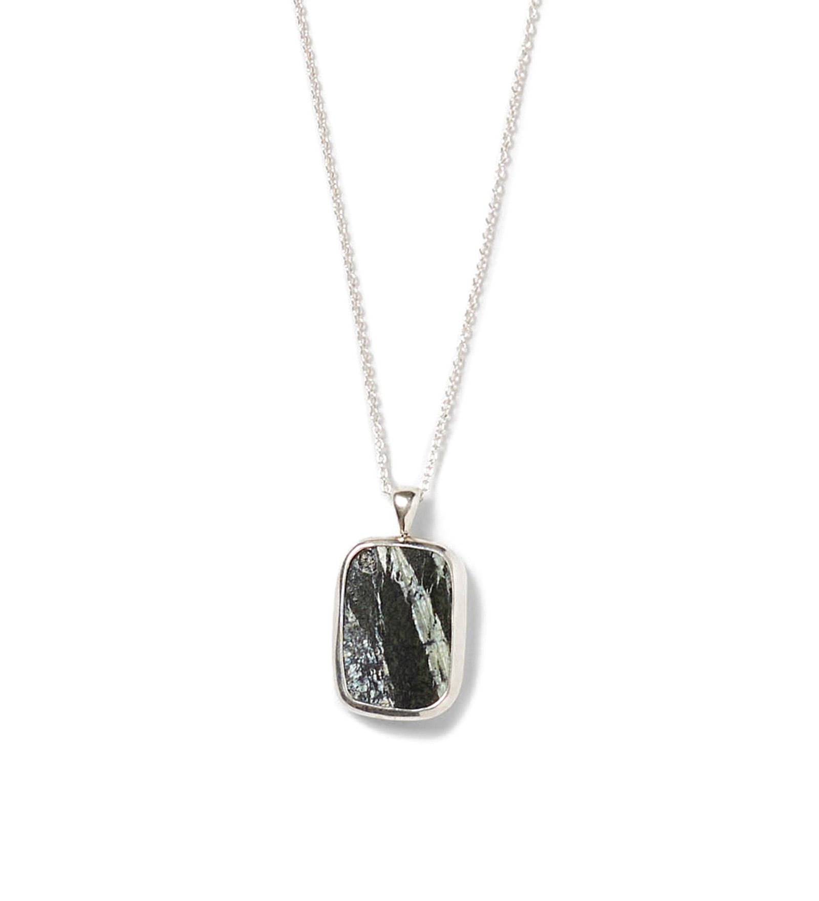 Bezel Rectangle Stone Necklace Sterling Silver, Jasper