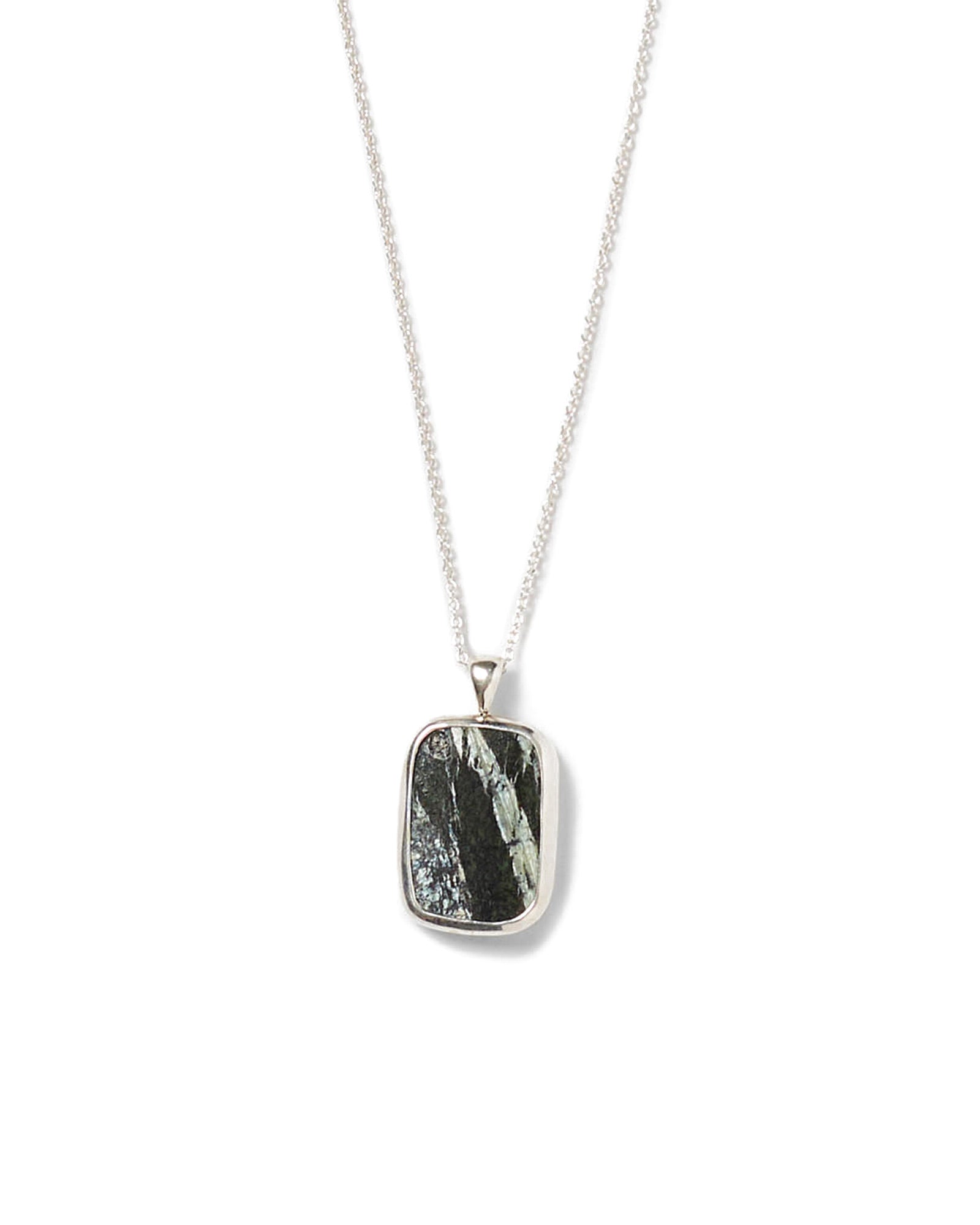 Bezel Rectangle Stone Necklace Sterling Silver, Jasper