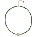 Faceted Stone Necklace Sterling Silver, Aventurine, Green Amethyst