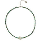 Faceted Stone Necklace Sterling Silver, Aventurine, Green Amethyst