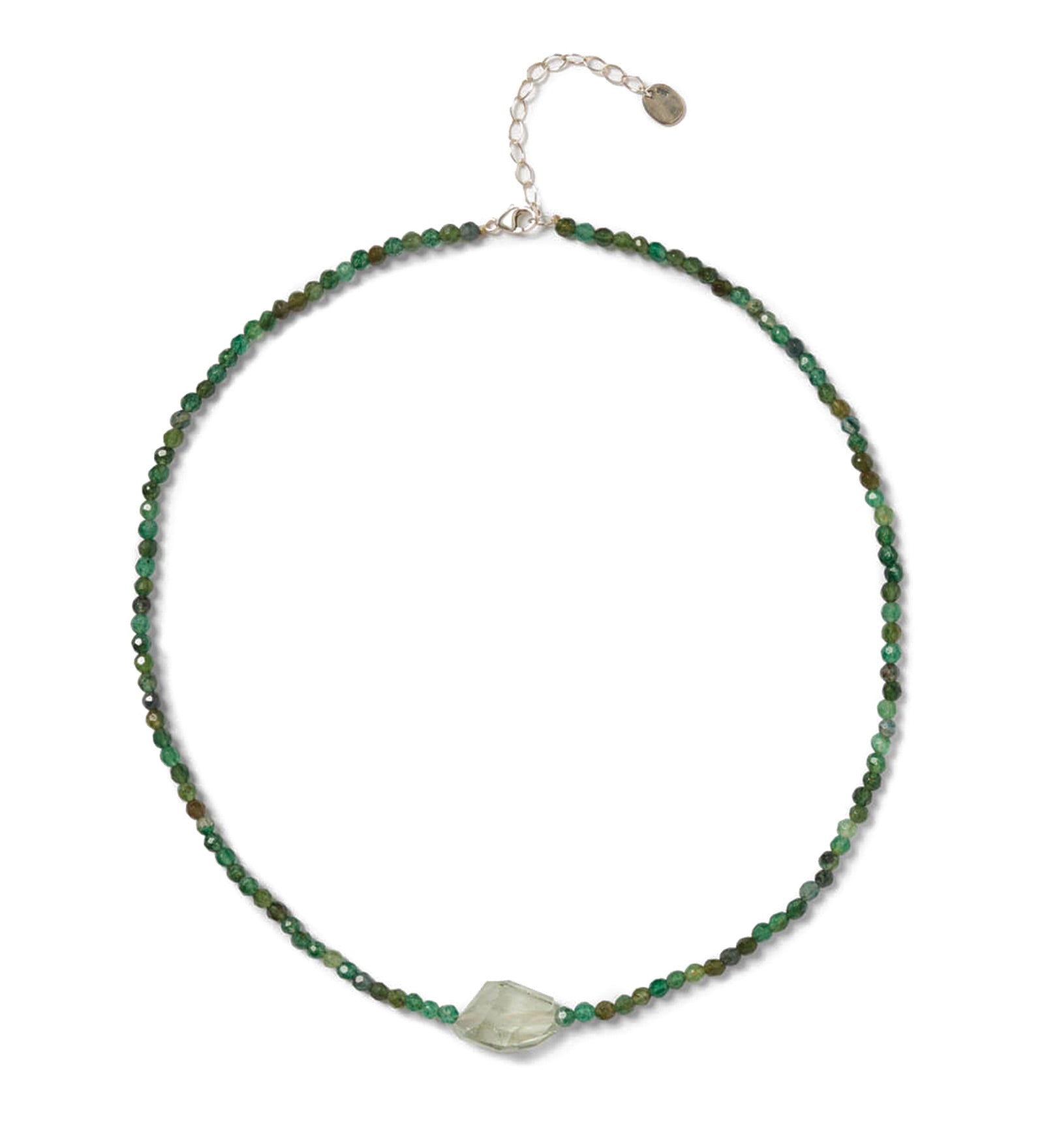 Faceted Stone Necklace Sterling Silver, Aventurine, Green Amethyst