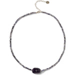 Faceted Stone Necklace Sterling Silver, Iolite, Amethyst