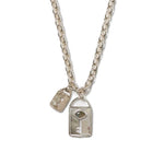 Lock + Key Necklace Silver Plated, Labradorite