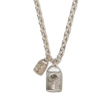 Lock + Key Necklace Silver Plated, Labradorite