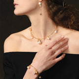 Pearl Station Collar 18k Gold Plated, Assorted Pearls