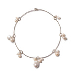 Pearl Station Collar Silver Plated, Assorted Pearls