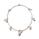 Pearl Station Collar Silver Plated, Assorted Pearls